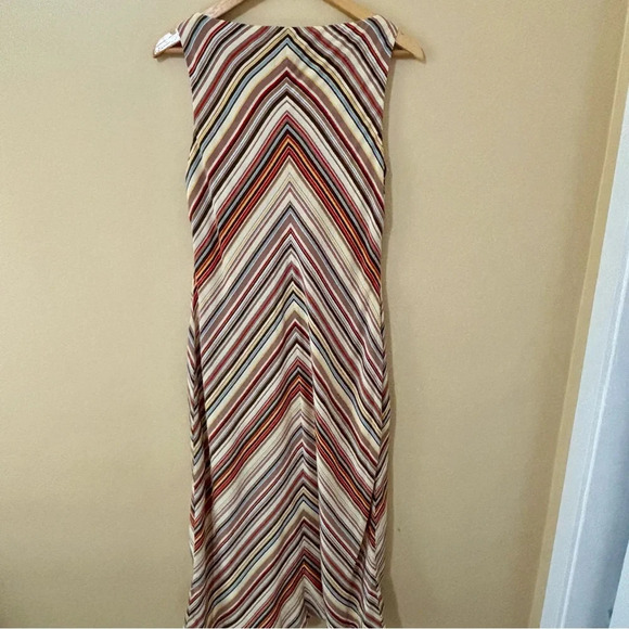 Liz Claiborne| Striking Mod SleevelessLong Maxi Chevron Striped Silky Dress Sz 8 - Picture 7 of 10